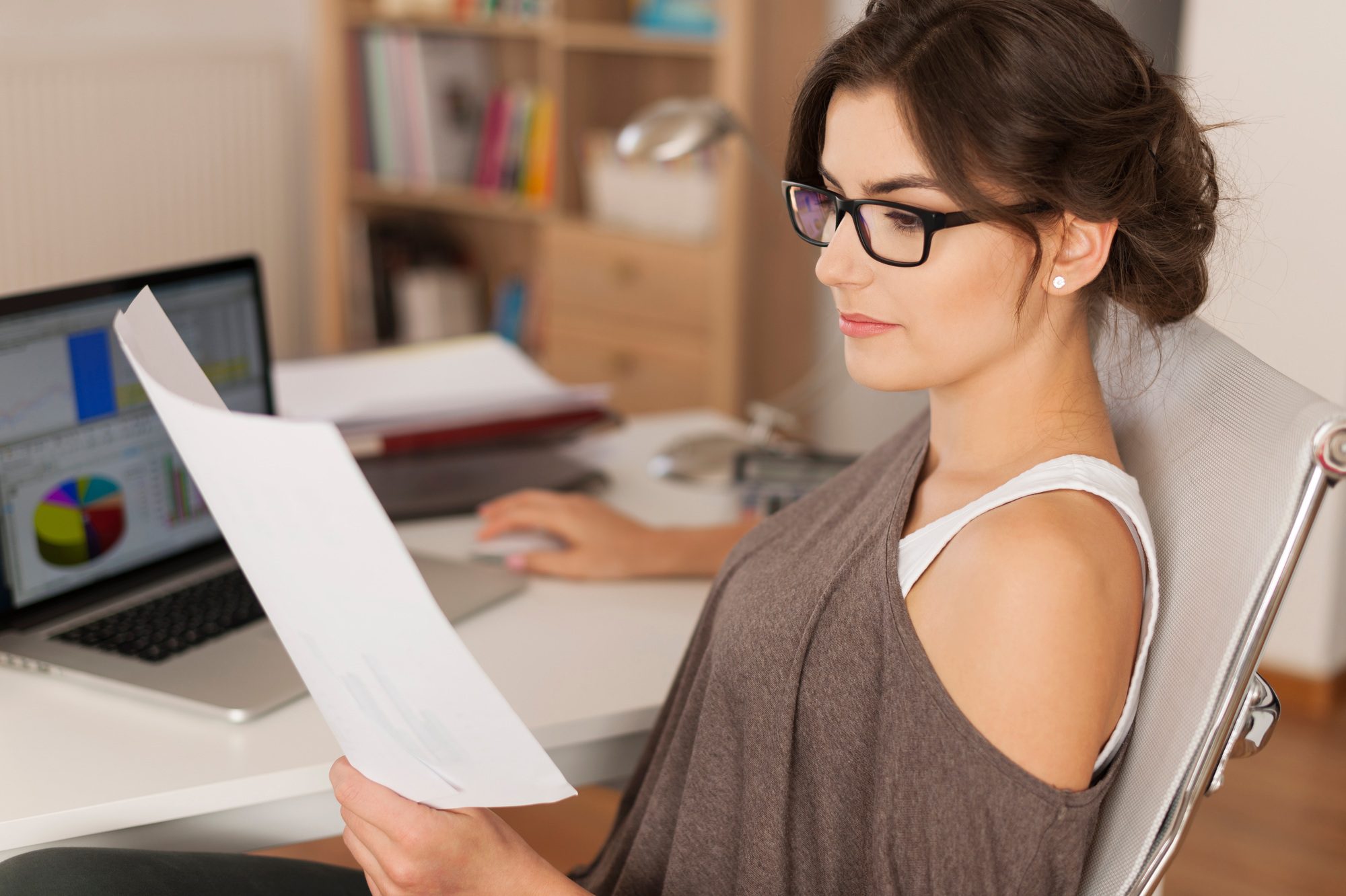Hard working in home office